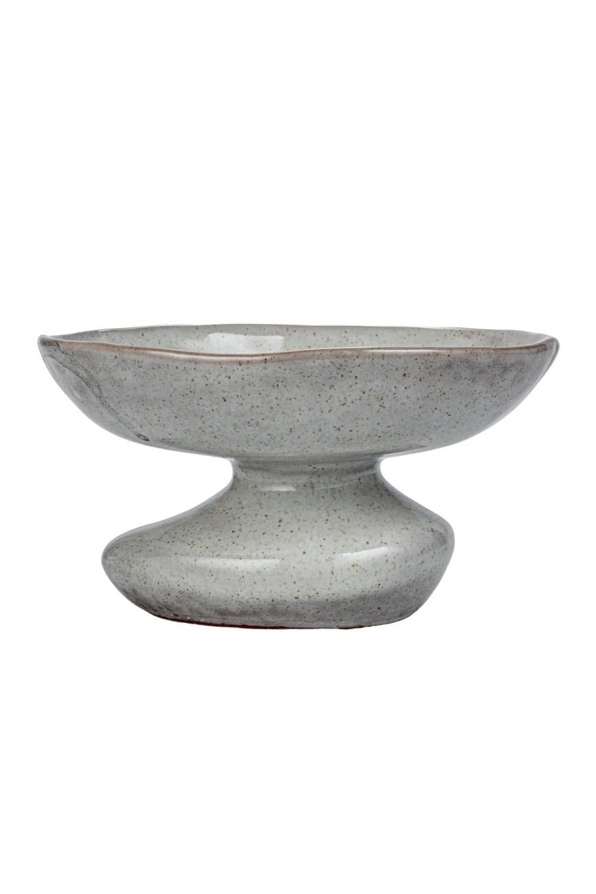 STONEWARE ORGANIC SHAPED FOOTED DISH