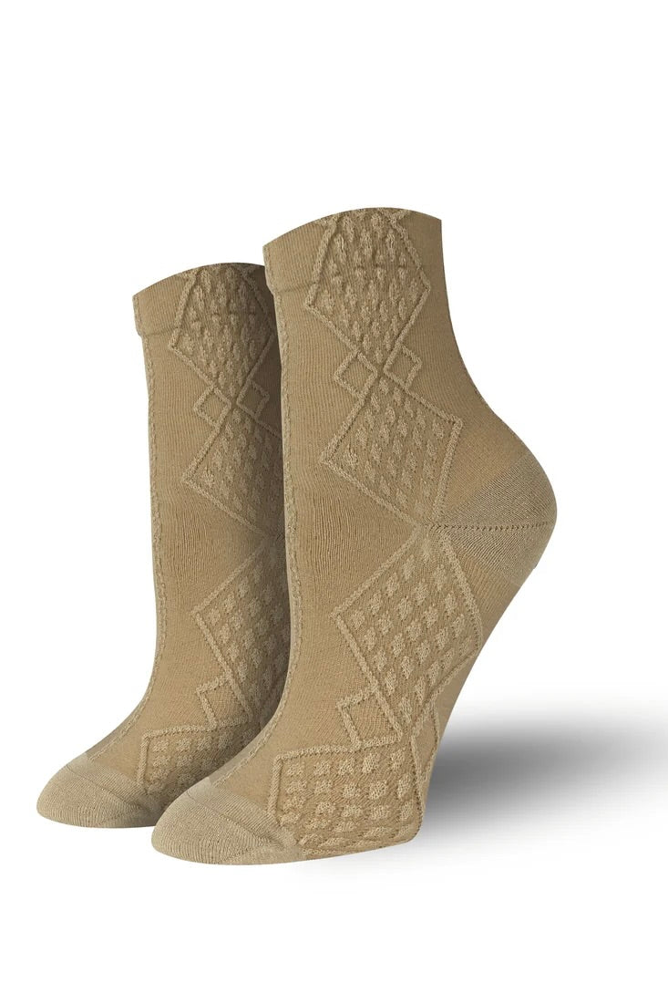 BAMBUKAS - FALL LATTE WOMEN'S BEIGE TEXTURED SOCKS