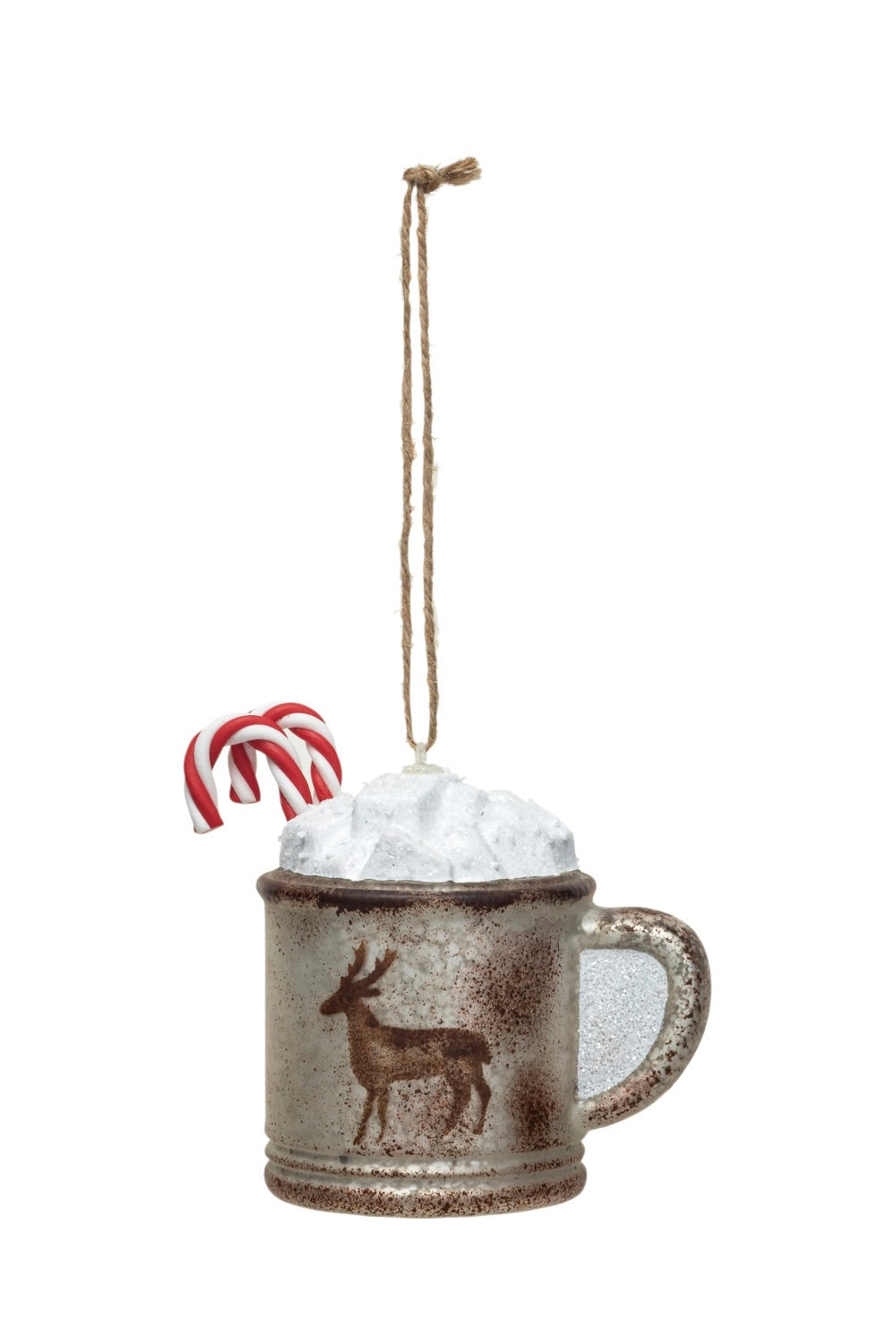 CANDY CANE & DEER MUG ORNAMENT