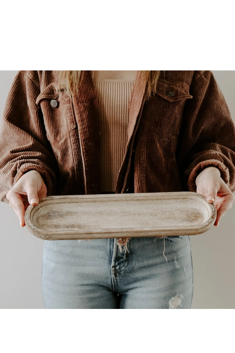 CURVED RUSTIC WOOD TRAY