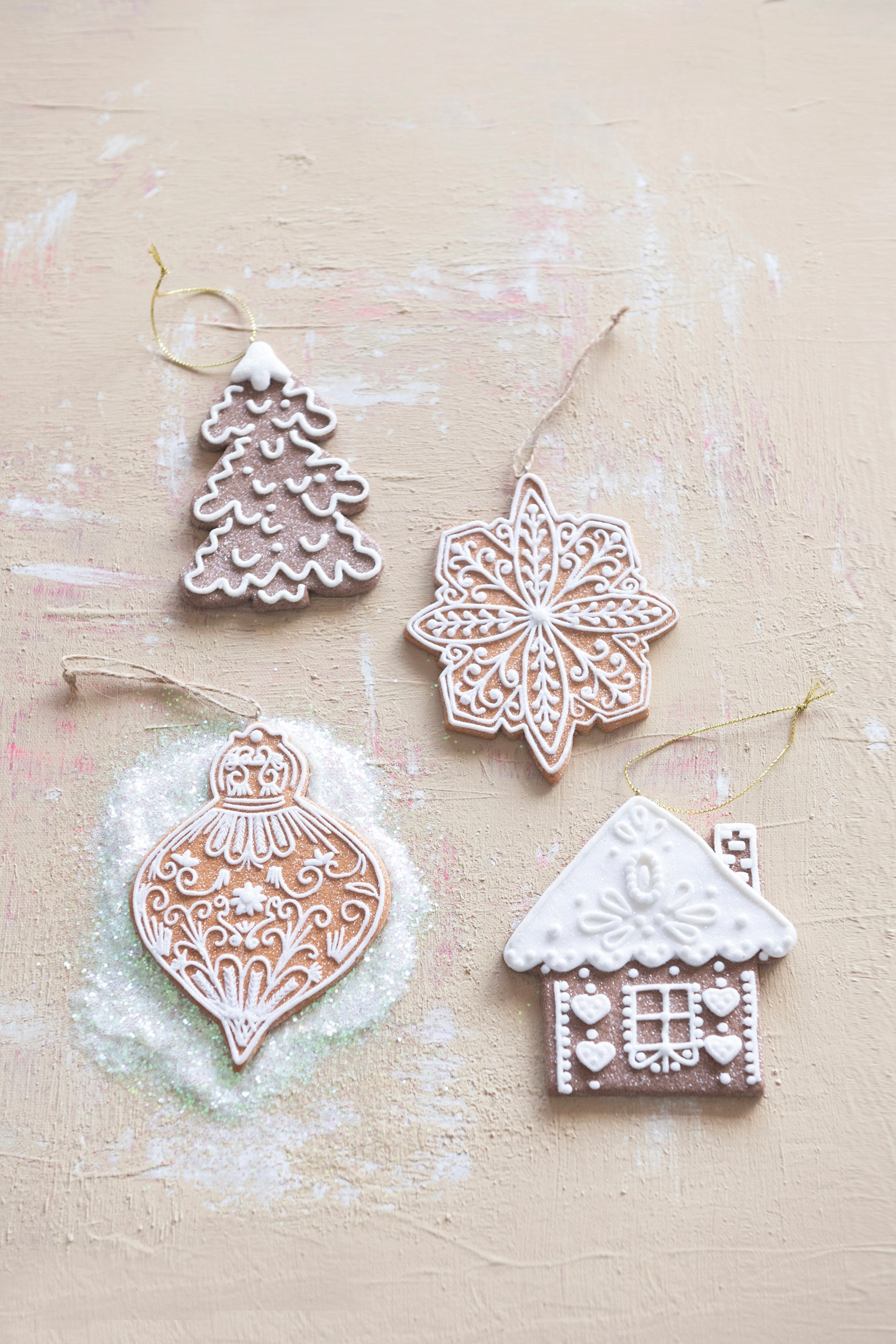 CLAY DOUGH GINGERBREAD COOKIE ORNAMENTS