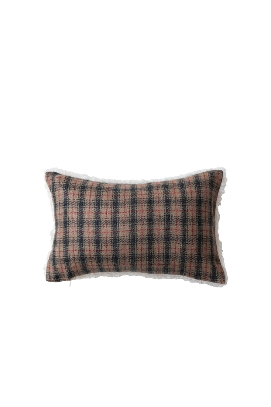 WOOL PLAID SHERPA PILLOW