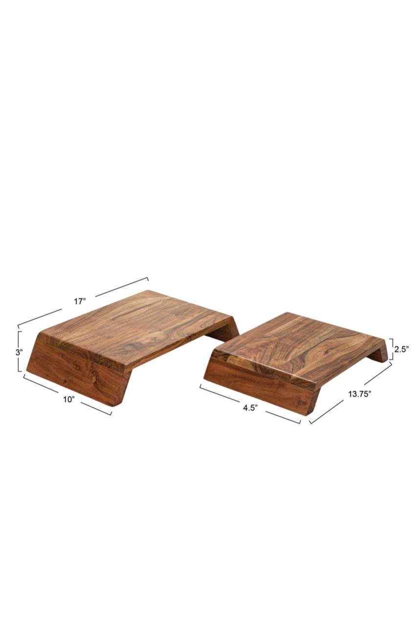 ACACIA WOOD NESTING PEDESTALS - SET OF 2