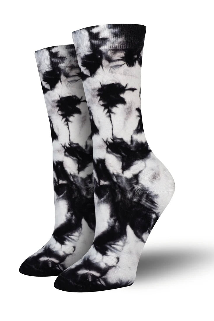 BAMBUKAS - BLACK AND WHITE UNISEX TIE DYE CREW SOCKS