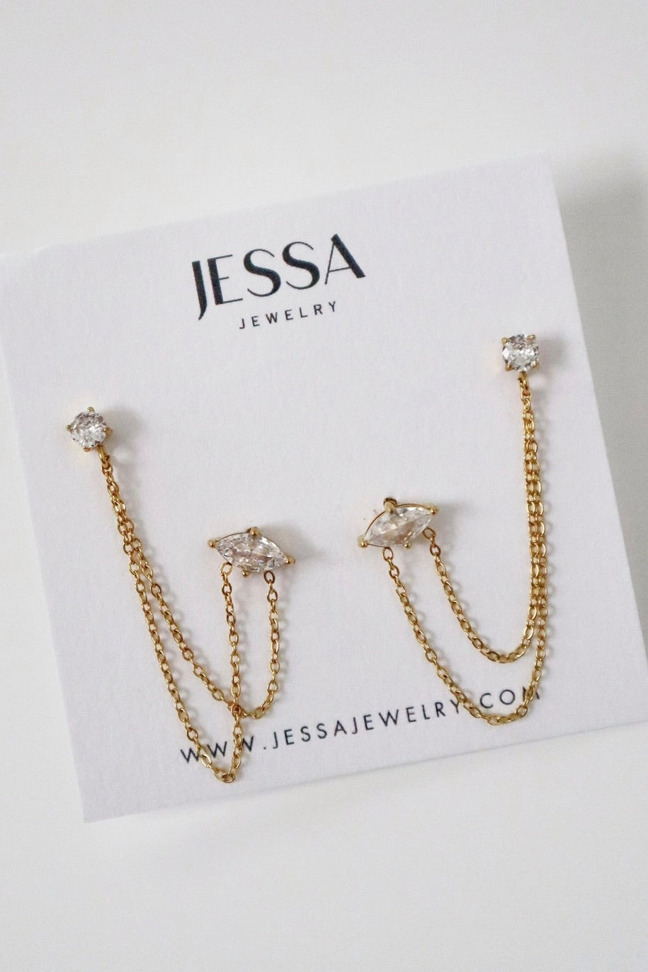 JESSA JEWELRY - RYANN DOUBLE CHAIN STUDS