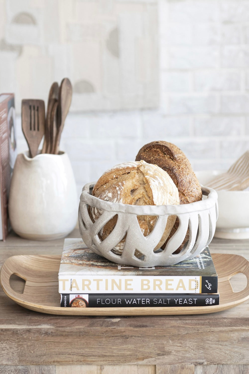 STONEWARE BREAD BASKET