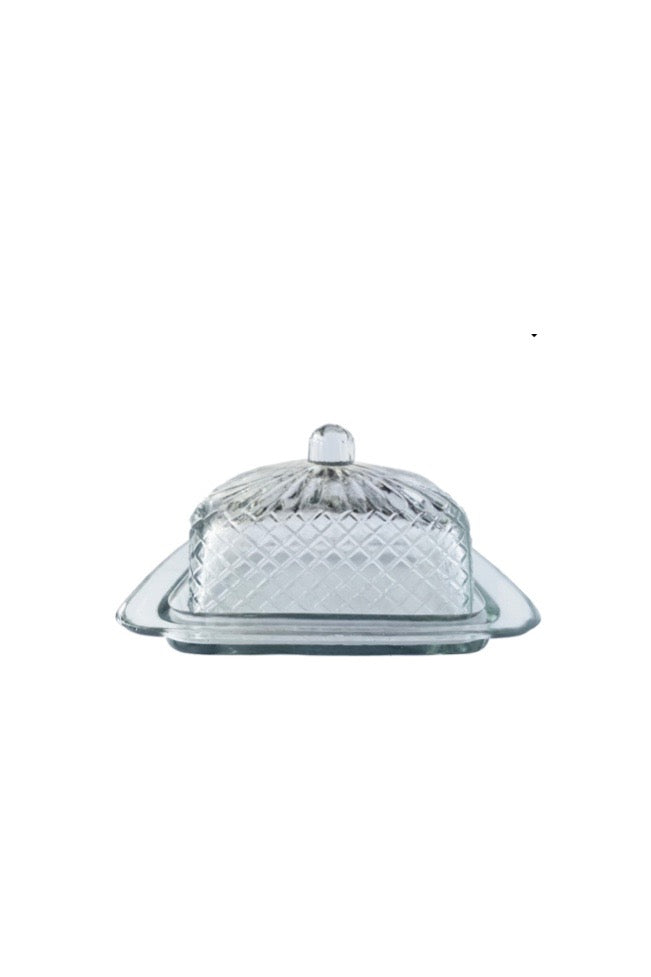 CUT RECYCLED GLASS BUTTER DISH