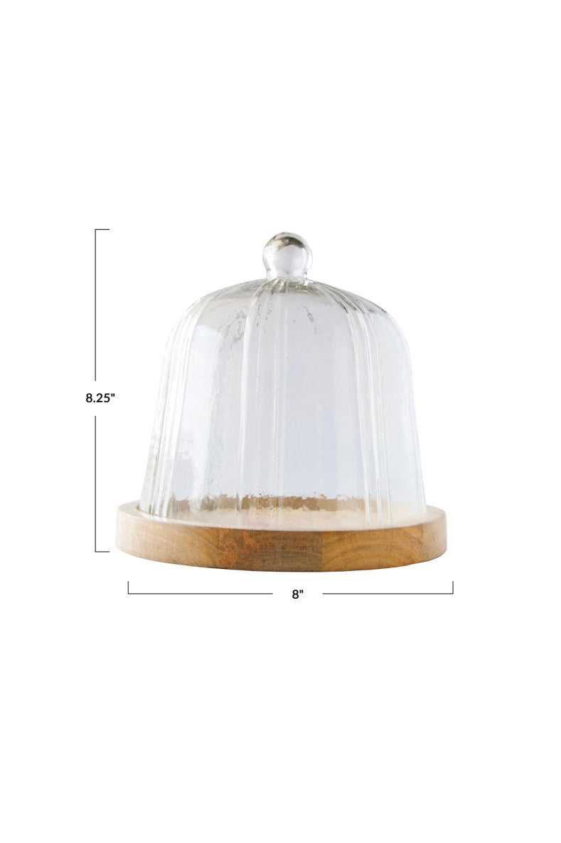 RECYCLED GLASS PLEATED CLOCHE W/ MANGO BASE