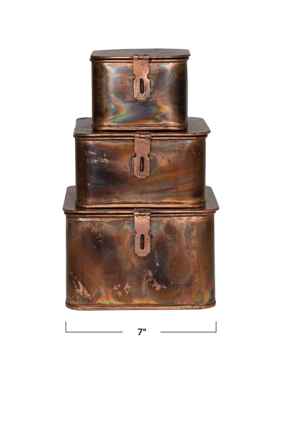 DECORATIVE COPPER FINISH BOXES - SET OF 3