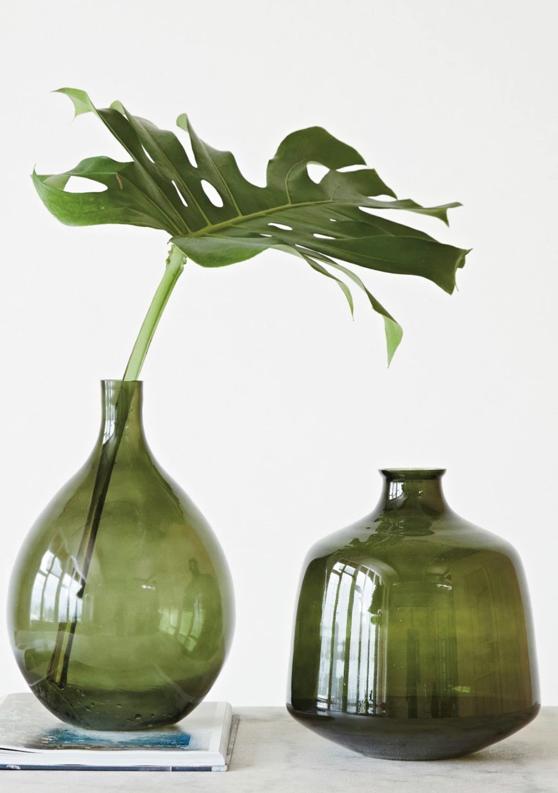 GREEN GLASS VASE