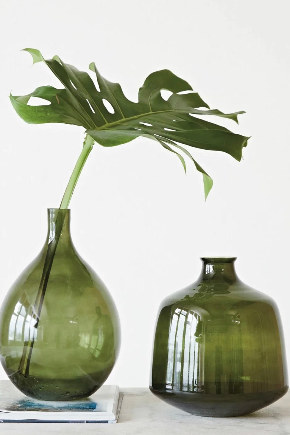 GREEN GLASS VASE