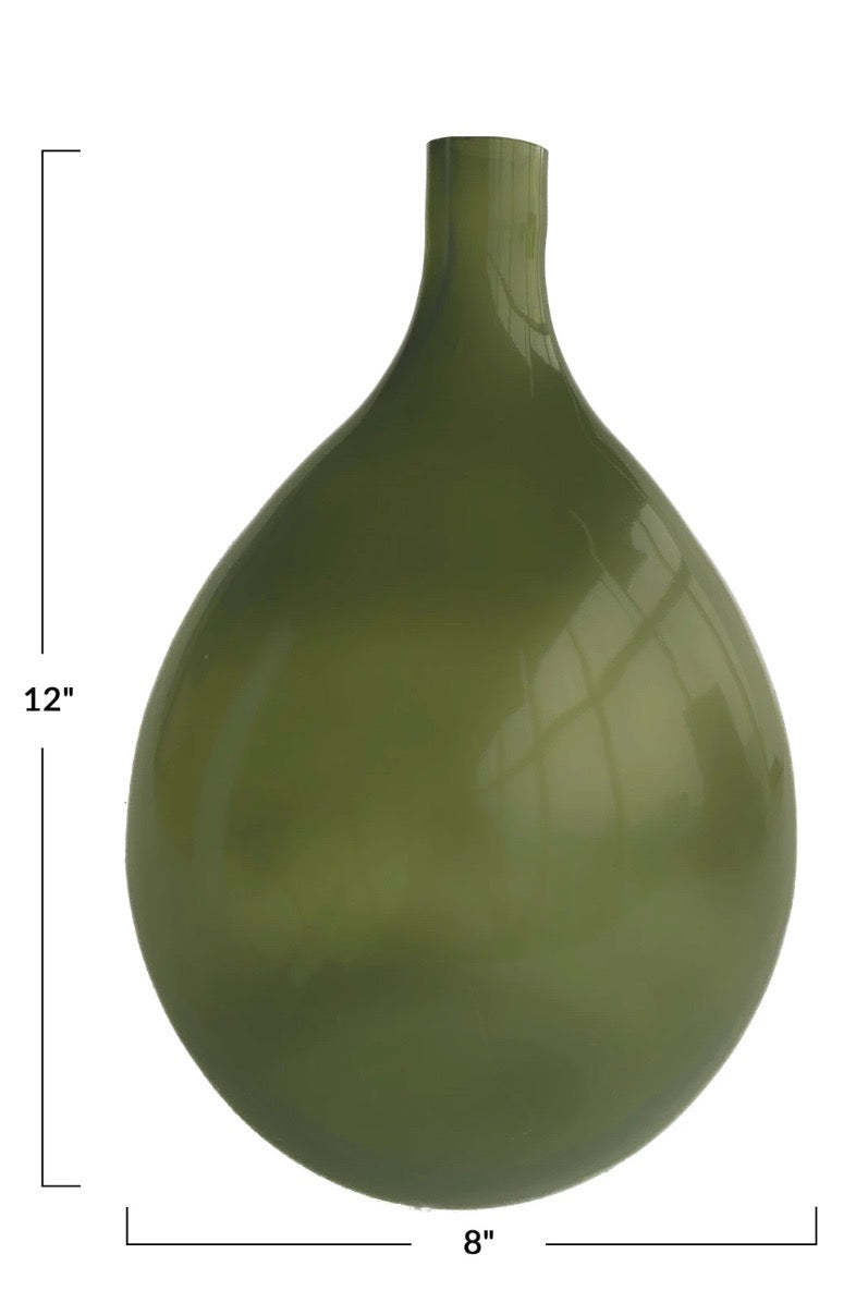 GREEN GLASS VASE