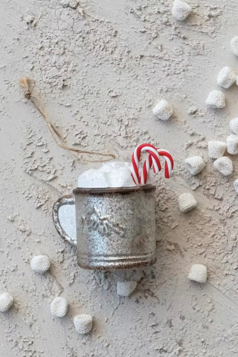 CANDY CANE & DEER MUG ORNAMENT