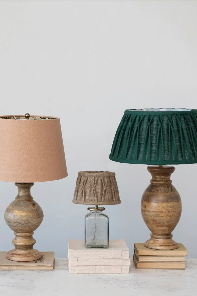 GLASS TABLE LAMP W/JUTE SHADE