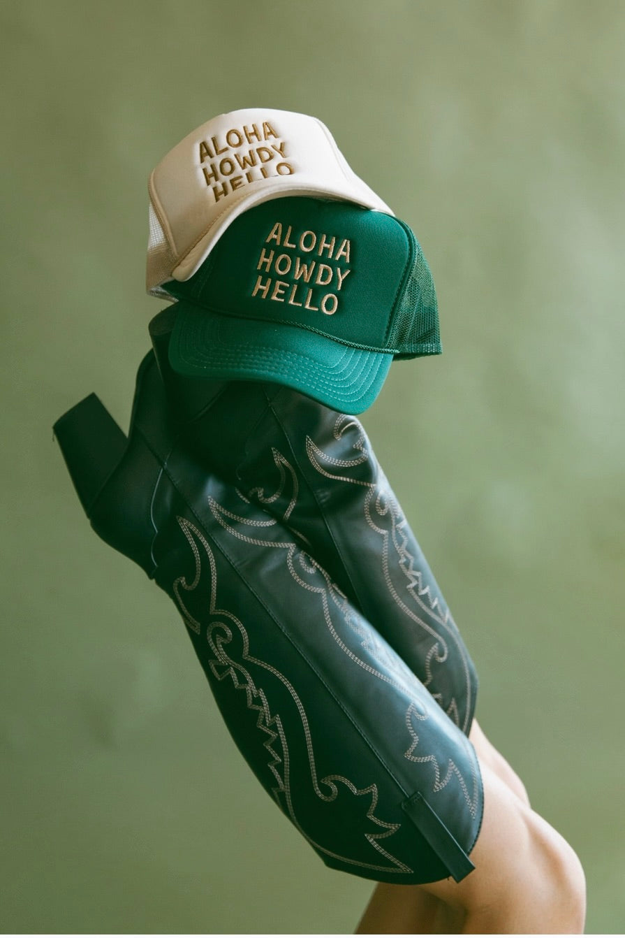 ALOHA HOWDY HELLO TRUCKER HAT