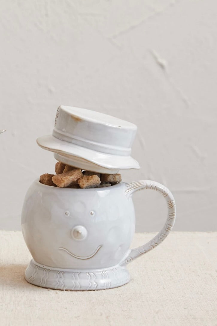 STONEWARE TOPHAT SNOWMAN MUG